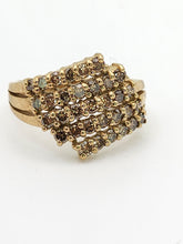 Load image into Gallery viewer, 1082: Vintage: 9ct Gold 35 Champagne Diamonds (1ct) Cocktail Ring- sparkling beauty
