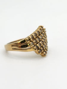 1082: Vintage: 9ct Gold 35 Champagne Diamonds (1ct) Cocktail Ring- sparkling beauty
