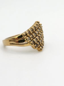 1082: Vintage: 9ct Gold 35 Champagne Diamonds (1ct) Cocktail Ring- sparkling beauty