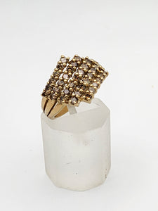 1082: Vintage: 9ct Gold 35 Champagne Diamonds (1ct) Cocktail Ring- sparkling beauty