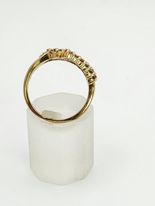 1082: Vintage: 9ct Gold 35 Champagne Diamonds (1ct) Cocktail Ring- sparkling beauty