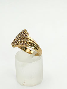 1082: Vintage: 9ct Gold 35 Champagne Diamonds (1ct) Cocktail Ring- sparkling beauty