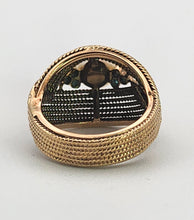 Load image into Gallery viewer, 1396: 9ct Woven Gold Cultured Pearl Turquoises Statement Ring
