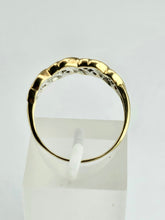 Cargar imagen en el visor de la galería, 1165: Vintage: 9ct Gold Rubies Diamonds Dress/Stacker Ring - sparkling symmetry
