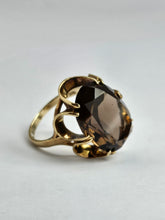 Cargar imagen en el visor de la galería, 1117: Vintage: 9ct Gold Smokey/Cognac Quartz Ring- From 1972
