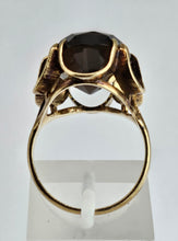 Cargar imagen en el visor de la galería, 1117: Vintage: 9ct Gold Smokey/Cognac Quartz Ring- From 1972

