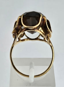 1117: Vintage: 9ct Gold Smokey/Cognac Quartz Ring- From 1972