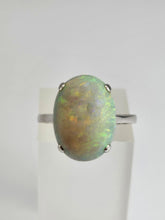 Load image into Gallery viewer, 1148: Vintage; 9ct Gold Large White Cabochon Cut Opal Ring
