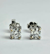 Load image into Gallery viewer, 1152: Vintage:14ct White Gold Round Full Cut Diamonds Stud Earrings
