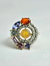 Cargar imagen en el visor de la galería, 1211: Vintage: 9ct Gold Multi-Gem Cocktail Ring- quite extraordinary
