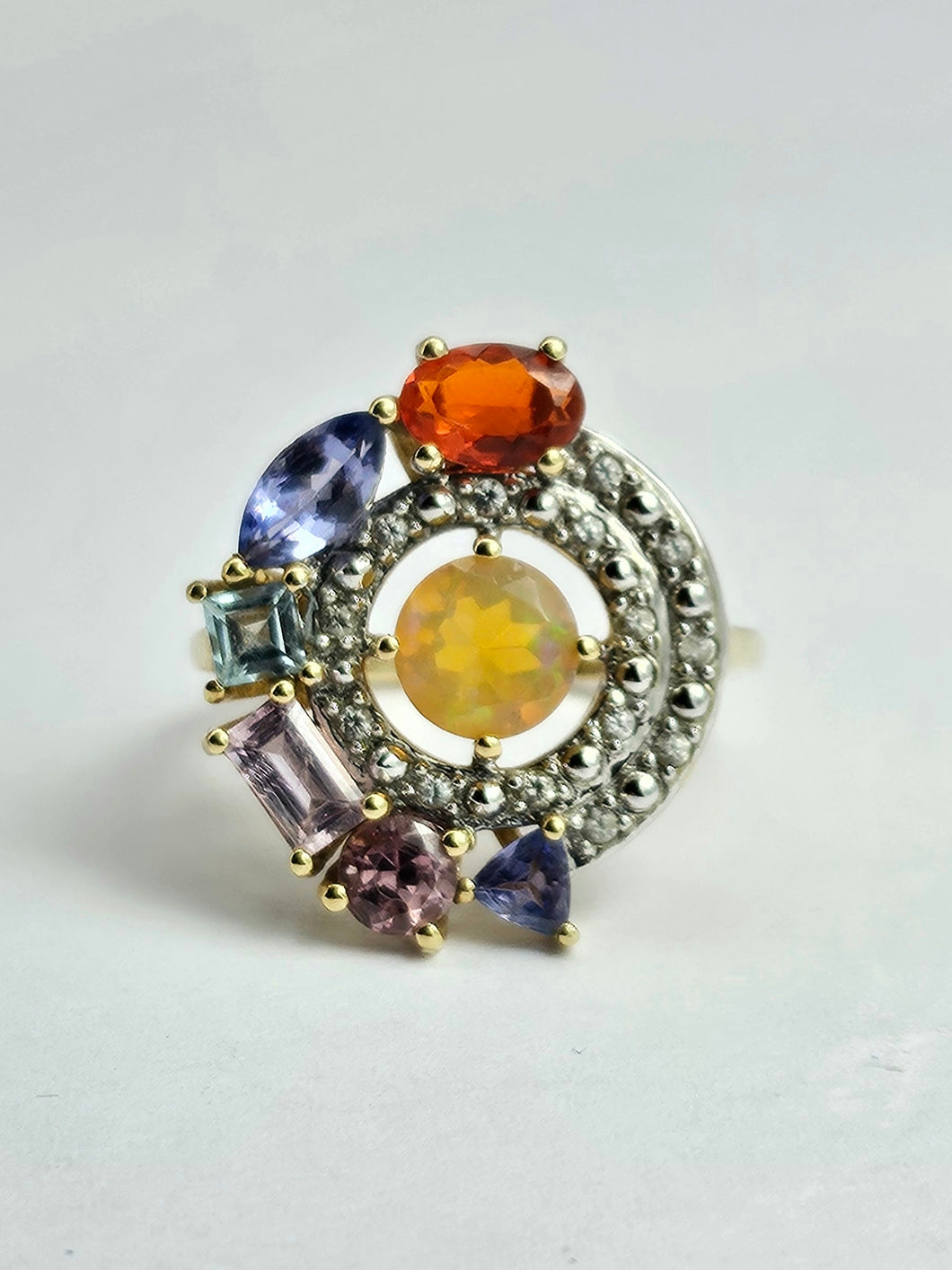 1211: Vintage: 9ct Gold Multi-Gem Cocktail Ring- quite extraordinary