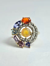 Cargar imagen en el visor de la galería, 1211: Vintage: 9ct Gold Multi-Gem Cocktail Ring- quite extraordinary
