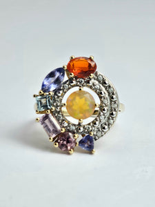 1211: Vintage: 9ct Gold Multi-Gem Cocktail Ring- quite extraordinary