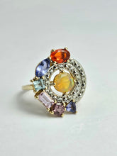 Cargar imagen en el visor de la galería, 1211: Vintage: 9ct Gold Multi-Gem Cocktail Ring- quite extraordinary
