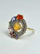 Cargar imagen en el visor de la galería, 1211: Vintage: 9ct Gold Multi-Gem Cocktail Ring- quite extraordinary
