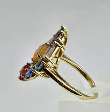 Cargar imagen en el visor de la galería, 1211: Vintage: 9ct Gold Multi-Gem Cocktail Ring- quite extraordinary
