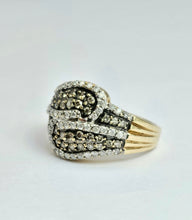 Cargar imagen en el visor de la galería, 1440:  Vintage;: Statement 9ct Gold Champagne White Diamonds Cocktail Ring- FAB
