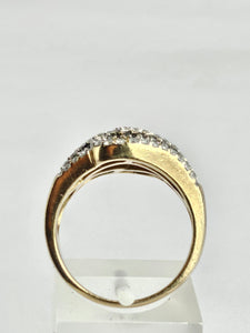 1440:  Vintage;: Statement 9ct Gold Champagne White Diamonds Cocktail Ring- FAB