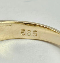 Cargar imagen en el visor de la galería, 0843: Vintage: 14ct Gold Turquoise Pearls Half-Eternity/ Stacker Ring
