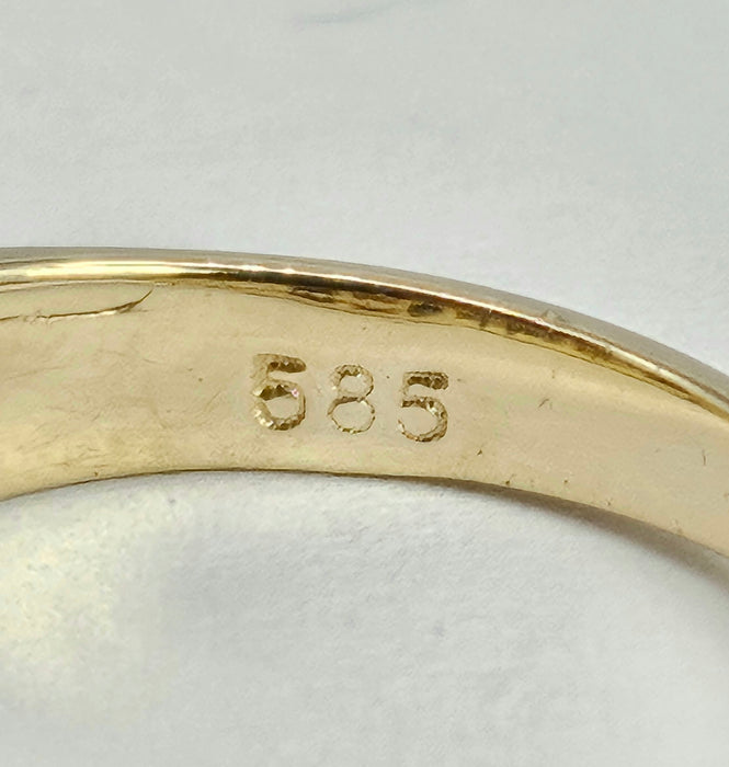 6486 Vintage: 14ct Yellow Gold Turquoise & Seed Pearl Half-Eternity Ring