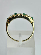 Cargar imagen en el visor de la galería, 0843: Vintage: 14ct Gold Turquoise Pearls Half-Eternity/ Stacker Ring
