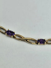 Load image into Gallery viewer, 1220: Vintage: 9ct Gold Amethysts Link Bracelet- tastefully understated
