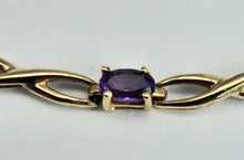 Load image into Gallery viewer, 1220: Vintage: 9ct Gold Amethysts Link Bracelet- tastefully understated
