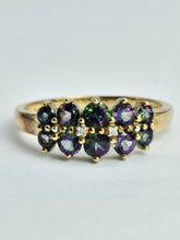 Load image into Gallery viewer, 1432: Vintage: Rare: 9ct Gold Caribbean Topaz Diamonds Dress Ring
