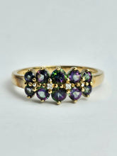 Load image into Gallery viewer, 1432: Vintage: Rare: 9ct Gold Caribbean Topaz Diamonds Dress Ring
