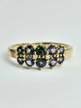 Load image into Gallery viewer, 1432: Vintage: Rare: 9ct Gold Caribbean Topaz Diamonds Dress Ring

