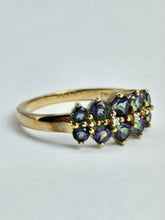 Load image into Gallery viewer, 1432: Vintage: Rare: 9ct Gold Caribbean Topaz Diamonds Dress Ring
