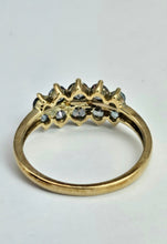 Load image into Gallery viewer, 1432: Vintage: Rare: 9ct Gold Caribbean Topaz Diamonds Dress Ring
