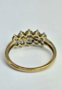1432: Vintage: Rare: 9ct Gold Caribbean Topaz Diamonds Dress Ring