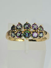 Load image into Gallery viewer, 1432: Vintage: Rare: 9ct Gold Caribbean Topaz Diamonds Dress Ring

