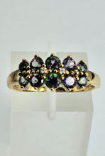 Load image into Gallery viewer, 1432: Vintage: Rare: 9ct Gold Caribbean Topaz Diamonds Dress Ring
