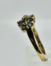 Load image into Gallery viewer, 1432: Vintage: Rare: 9ct Gold Caribbean Topaz Diamonds Dress Ring
