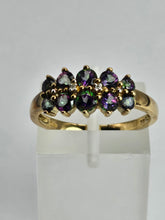 Load image into Gallery viewer, 1432: Vintage: Rare: 9ct Gold Caribbean Topaz Diamonds Dress Ring
