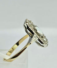 Cargar imagen en el visor de la galería, 1146: Antique: Art Deco White Opal 12 Diamonds Geometric Set Ring- old, authentic, beautiful
