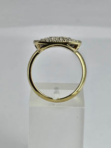 1098: Vintage: 9ct Gold Mixed-Cut Natural Diamonds Square Set Cocktail Ring