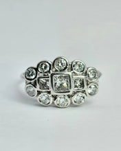 Load image into Gallery viewer, 1202: Vintage; 18ct White Gold Art Deco Style Diamonds Cluster Ring- high calibre, sparkling natural diamonds
