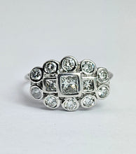 Load image into Gallery viewer, 1202: Vintage; 18ct White Gold Art Deco Style Diamonds Cluster Ring- high calibre, sparkling natural diamonds
