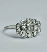 Load image into Gallery viewer, 1202: Vintage; 18ct White Gold Art Deco Style Diamonds Cluster Ring- high calibre, sparkling natural diamonds

