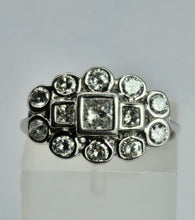Load image into Gallery viewer, 1202: Vintage; 18ct White Gold Art Deco Style Diamonds Cluster Ring- high calibre, sparkling natural diamonds
