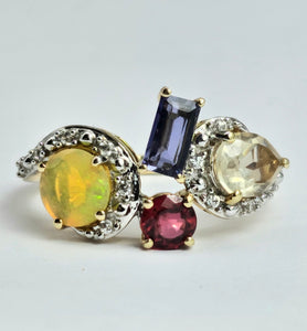 1213: Vintage: 9ct White Gold Abstract Cocktail Cluster Ring- outrageous