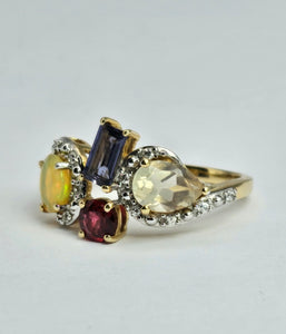 1213: Vintage: 9ct White Gold Abstract Cocktail Cluster Ring- outrageous