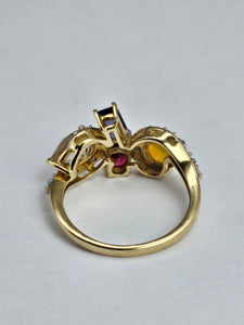 1213: Vintage: 9ct White Gold Abstract Cocktail Cluster Ring- outrageous