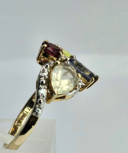 1213: Vintage: 9ct White Gold Abstract Cocktail Cluster Ring- outrageous