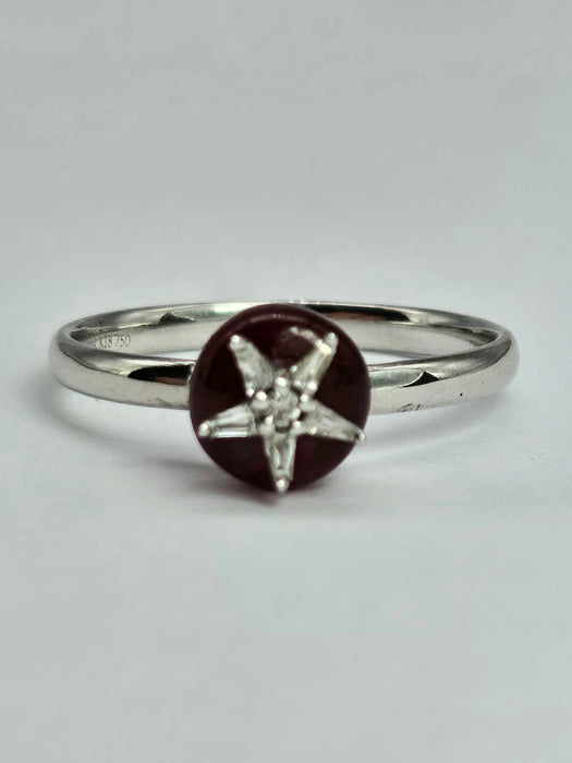 1500: Vintage: 18ct White Gold Ruby Dress/Stacker&nbsp; Ring- petite, cute, sparkly