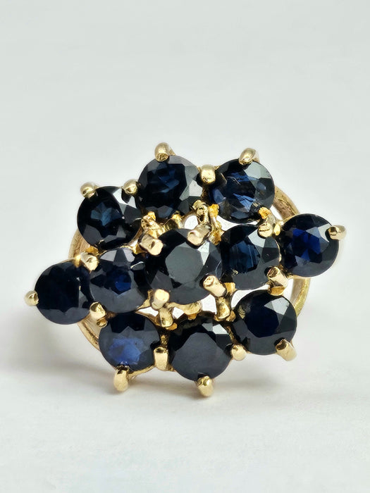 6364: Vintage: 9ct Australian Blue Sapphire Cluster Ring- From 1979
