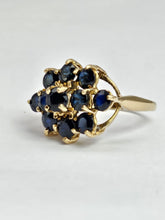 Load image into Gallery viewer, 1527: Vintage: 9ct Australian Blue Sapphire Cluster Ring- From 1979
